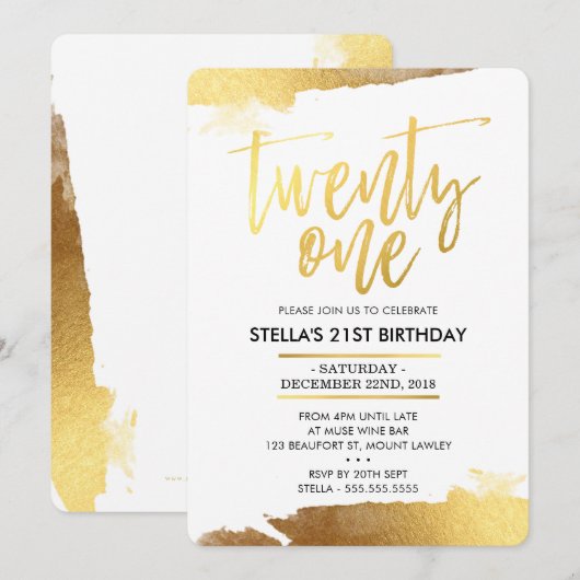 GLAM 21ST BIRTHDAY PARTY modern verguld goud Kaart (Voorkant / Achterkant)