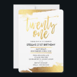 GLAM 21ST BIRTHDAY PARTY modern verguld goud Kaart<br><div class="desc">OPMERKING - HET GOUDFOLIE-EFFECT IS EEN GEDRUKT AFBEELDING. Een super stijlvol uitnodigingsontwerp voor je 21e. Wow je vrienden en familie met dit kleine nummer ;D TIP:: 1. Als u afbeeldingen wilt wijzigen/verplaatsen, klikt u op de knop "Aanpassen". 2. U kunt ook de lettertypen wijzigen en meer tekst toevoegen! Ik hou...</div>
