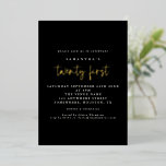 Glam 21st Birthday Party Script Black Real Folie Uitnodiging<br><div class="desc">Glam 21st Birthday Party Script Black. Echte folie voor eenentwintig eersten in goud,  roos goud of zilver voor een klastige aanraking. 21ste wordt geplaatst in een moderne handschriftenstijl. Pas de rest van de tekst eenvoudig aan je eigen tekst aan.</div>