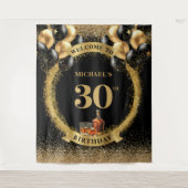 Glam 30e Man Verjaardag Whiskey Party Achtergrond Wandkleed (Voorkant)