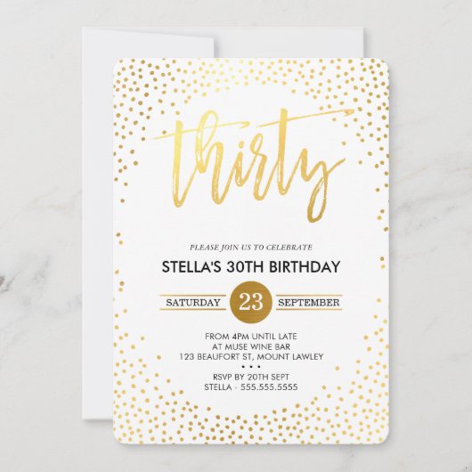 GLAM 30TH BIRTHDAY PARTY mini gouden confetti uitn Kaart (Voorkant)