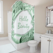 Glam 3D Lijst Mint GREEN GLITTER HALLO Girly Douchegordijn (In situ)