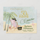 Glam 50 & Fabulous Beach Scene Party Kaart (Voorkant / Achterkant)