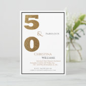 Glam 50 & Fabulous Black & Gold Birthday Kaart (Staand voorkant)