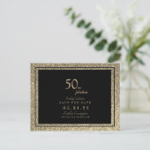 Glam 50 & Fabulous Gold Glitter Save the Date Post Briefkaart (Staand voorkant)