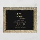 Glam 50 & Fabulous Gold Glitter Save the Date Post Briefkaart (Voorkant)