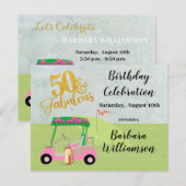 Glam 50 & Fabulous Golf Scene Party Invitation Kaart (Voorkant / Achterkant)