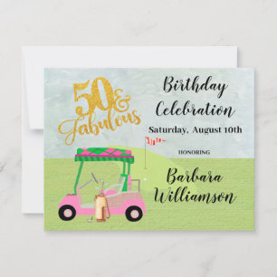 Glam 50 & Fabulous Golf Scene Party Invitation Kaart