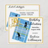 Glam 50 & Fabulous Tennis Scene Party Kaart (Voorkant / Achterkant)