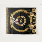 Glam 50e verjaardag achtergrond zwart goud roze ha wandkleed (Voorkant (horizontaal))