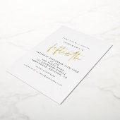 Glam 50th Birthday Party Script White - wit Folie Uitnodiging (Gedraaid)