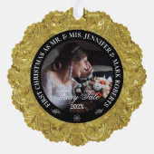 Glam 50th Bruiloft Jubileum-aangepaste foto Ornament Kaart (Achterkant)