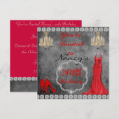 Glam 50th  Design BLING Birthday Invitation Kaart (Voorkant / Achterkant)