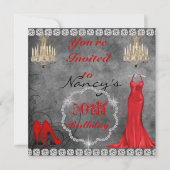 Glam 50th  Design BLING Birthday Invitation Kaart (Voorkant)