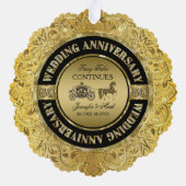Glam 50th Wedding Jubileum-Horse & Carriage Ornament Kaart (Achterkant)