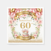 Glam 60e servetten met Waterverf Flowers (Voorkant)