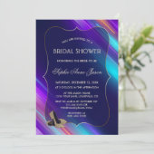 Glam Abstract Neon Paarse Blauw Goud Vrijgezellenf Kaart (Staand voorkant)