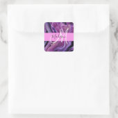 Glam Abstract Paars Shimmer Textielroze Monogram Vierkante Sticker (Tas)