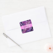 Glam Abstract Paars Shimmer Textielroze Monogram Vierkante Sticker (Envelop)