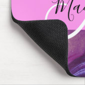 Glam abstract paarse glans textuur roze monogram muismat (Hoek)