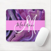 Glam abstract paarse glans textuur roze monogram muismat (Met muis)