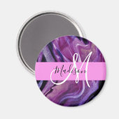 Glam abstract paarse glinsterende textuur roze mon magneet (Voorkant / Achterkant)
