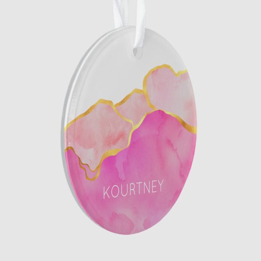 Glam Abstract Roze Gold White NAME Modern Fun Ornament (voorkant)