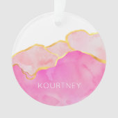 Glam Abstract Roze Gold White NAME Modern Fun Ornament (voorkant)
