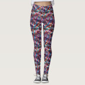 Glam Abstracte Paarse Gouden Sparkle Disco Glitter Leggings (Voorkant)