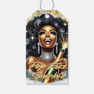 Glam Afro-Amerikaanse vrouw Verjaardag / NYE Cadeaulabel