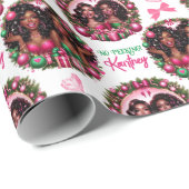 Glam Afro-Amerikaanse Vrouwen Kerst Roze/Groen Cadeaupapier (Rol Hoek)