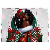 Glam Afro Chic Rood & Groen Kerstmis Groot Cadeauzakje (Achterkant)