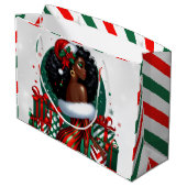 Glam Afro Chic Rood & Groen Kerstmis Groot Cadeauzakje (Achterkant Gekanteld)