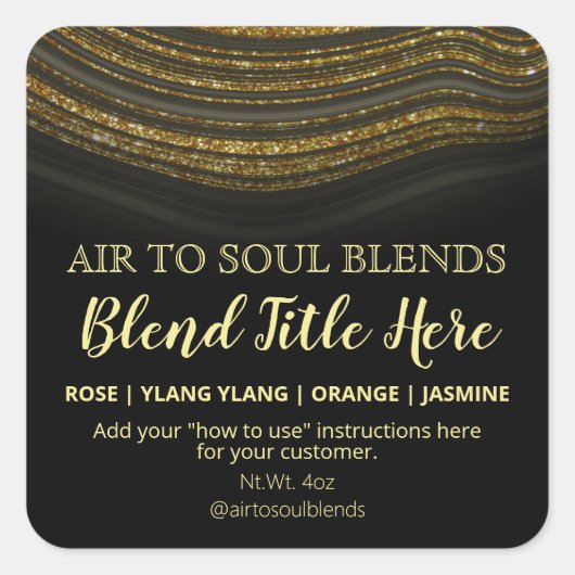 Glam Agate Black Gold Essential Oil Blend Labels (Voorkant)