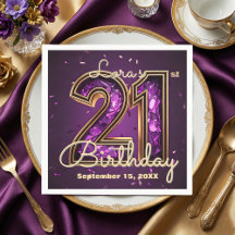 Glam Amethyst Paarse Kristal Gouden 21e Verjaardag