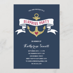 Glam Anchor   Nautical Surprise Birthday Kaart