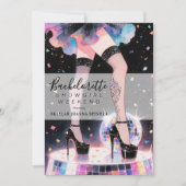 Glam and Funny Showgirl Dancing Disco Bachelorette Kaart (Voorkant)