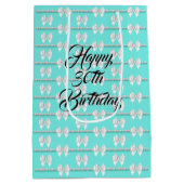 Glam Aqua Blauwe Tiffany Parels Thema 30e Verjaard Medium Cadeauzakje (Achterkant)