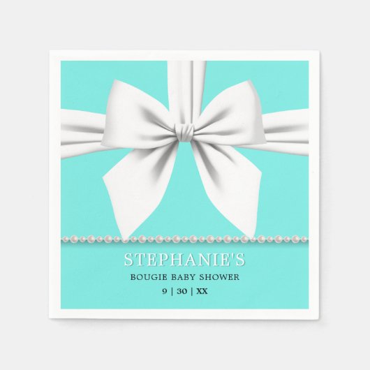 Glam Aqua Blauwgroen Elegant Fancy Tiffany Baby sh Servet (Voorkant)