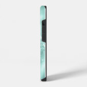 Glam Aqua Blue Folie Confetti iPhone Hoesje (Linkerkant)