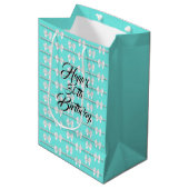 Glam Aqua Blue Tiffany Parels Thema 30e verjaardag Medium Cadeauzakje (Voorkant Gekanteld)