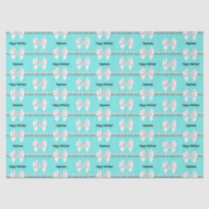 Glam Aqua Blue Tiffany Theme Bougie Happy Birthday Tissuepapier