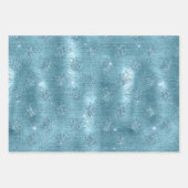 Glam Aqua Blue Tropische Glitter bladeren Inpakpapier Vel (Voorkant 3)