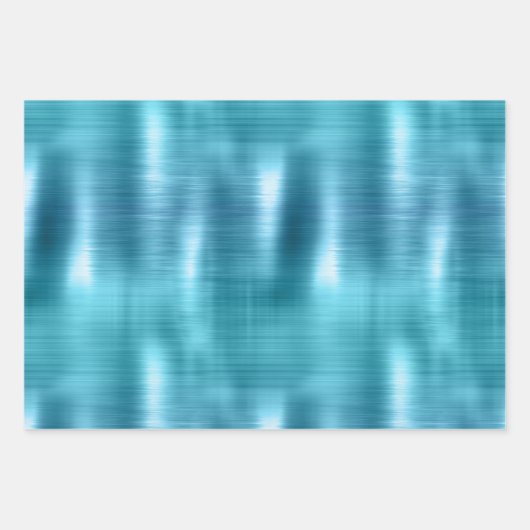 Glam Aqua Blue Tropische Glitter bladeren Inpakpapier Vel (Voorkant 2)