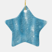 Glam Aqua Blue Tropische Glitter bladeren Keramisch Ornament (Voorkant)