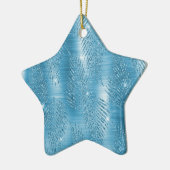 Glam Aqua Blue Tropische Glitter bladeren Keramisch Ornament (Links)