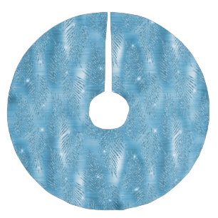 Glam Aqua Blue Tropische Glitter bladeren Kerstboom Rok