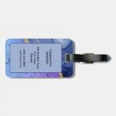 Glam Aqua Blue Water Droplets Ombre | Monogram Bagagelabel (Achterkant horizontaal)