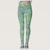 Glam Aqua Citron Green Mermaid Glitter CUSTOM TEKS Leggings (Voorkant)