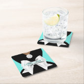 Glam Aqua Etnisch Fancy Tiffany Theme Baby shower Kartonnen Onderzetters (Insitu)